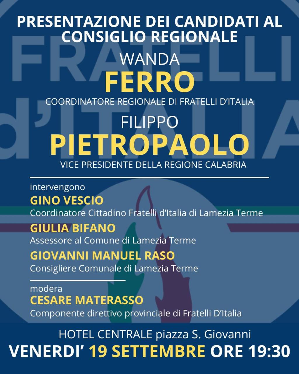Lamezia, presentazione dei candidati al Consiglio Regionale: Ferro e&nbsp;Pietropaolo